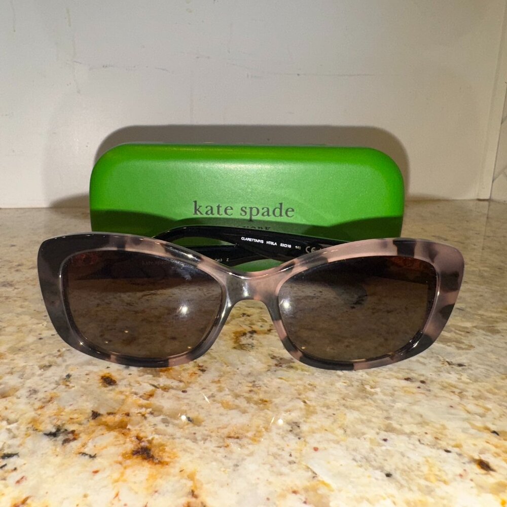 Kate Spade Sunglasses - Tortoise Shell and Pink (Claretta) - New with Case